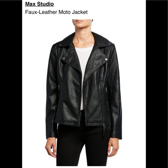 max studio black leather jacket